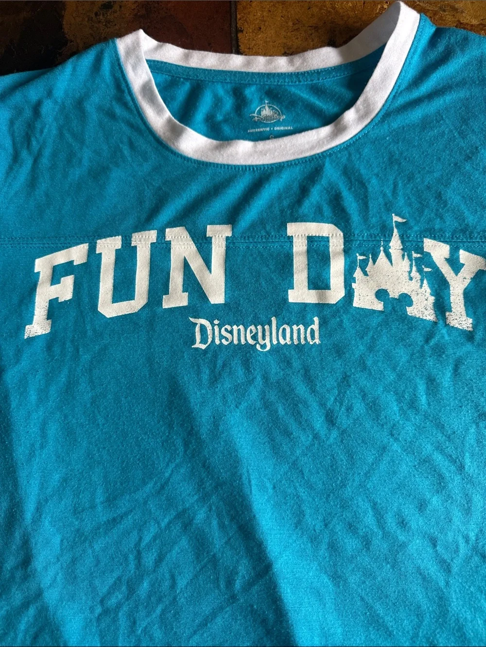 Disney Turquoise 'FUN DAY' Ringer Tee with White Trim (1012)